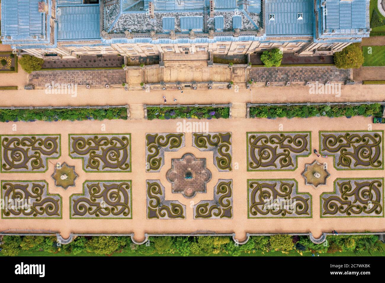 Luftaufnahmen des Harewoord House in Leeds, West Yorkshire Stockfoto