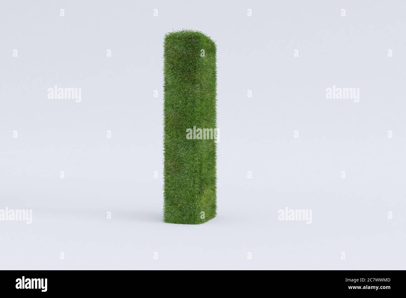 3d-Rendering von Grüngras Buchstaben I isoliert auf weiß Hintergrund - Konzept der frühen Bildung Stockfoto