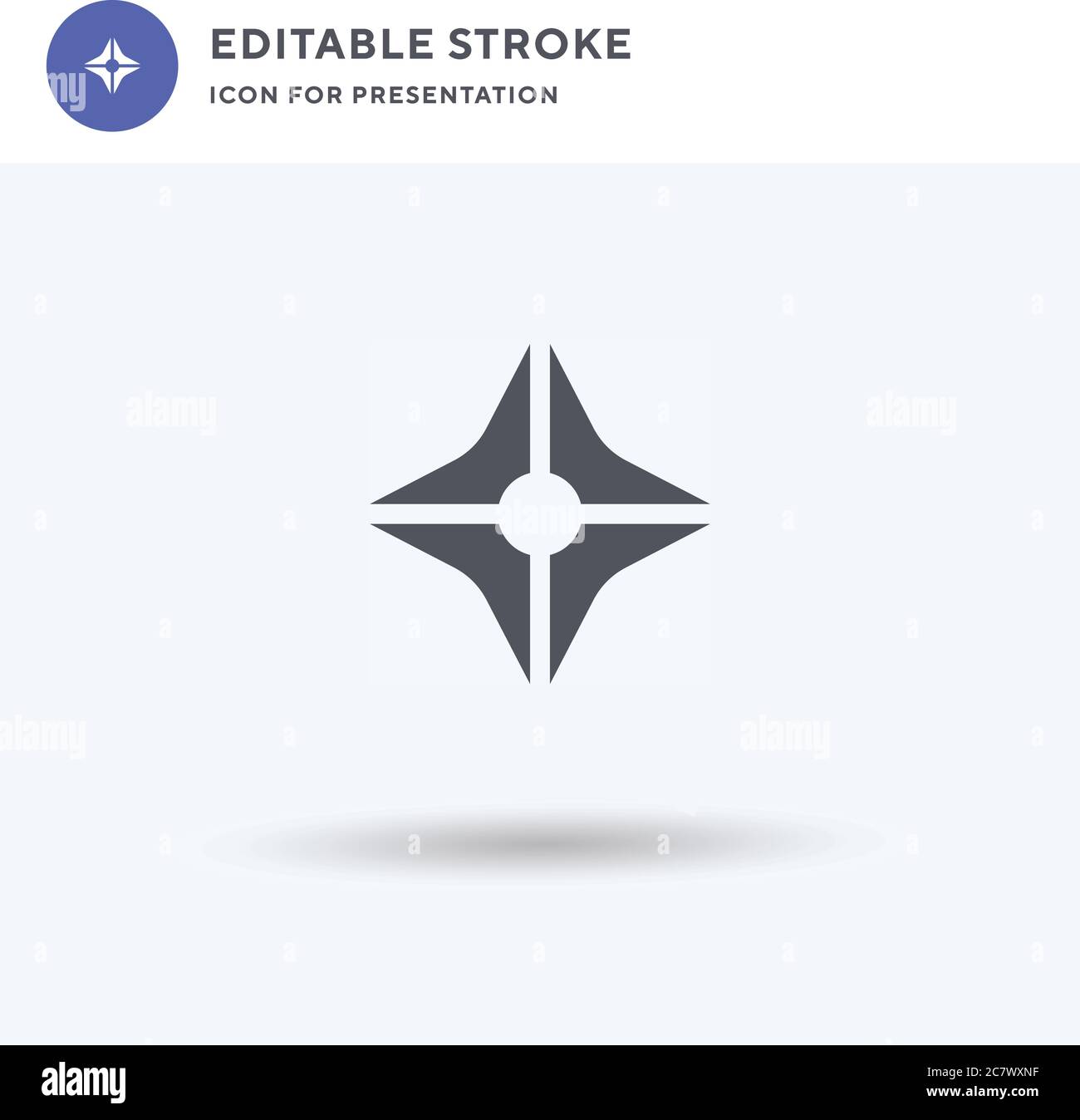 Shuriken Icon Vektor, gefüllt flaches Zeichen, solides Piktogramm isoliert auf weiß, Logo-Illustration. Shuriken Symbol für die Präsentation. Stock Vektor