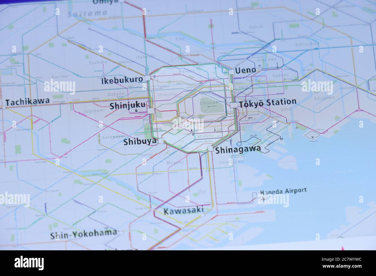 Tokyo U-Bahn-Karte auf Smartphone-Bildschirm. Stockfoto