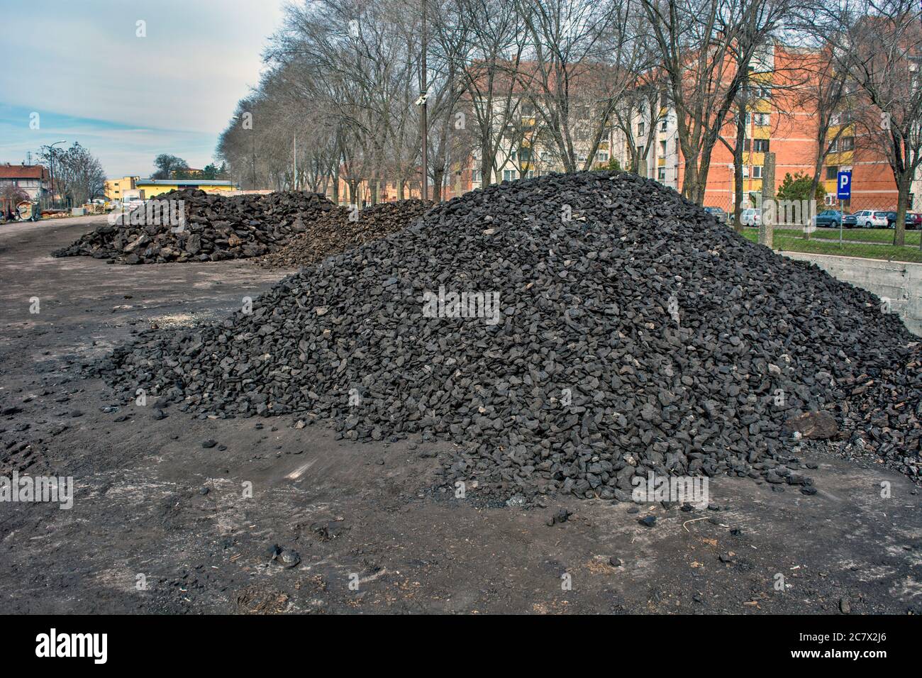 Kohle in einem Lager, dass es Käufer für Home Heizung. Stockfoto