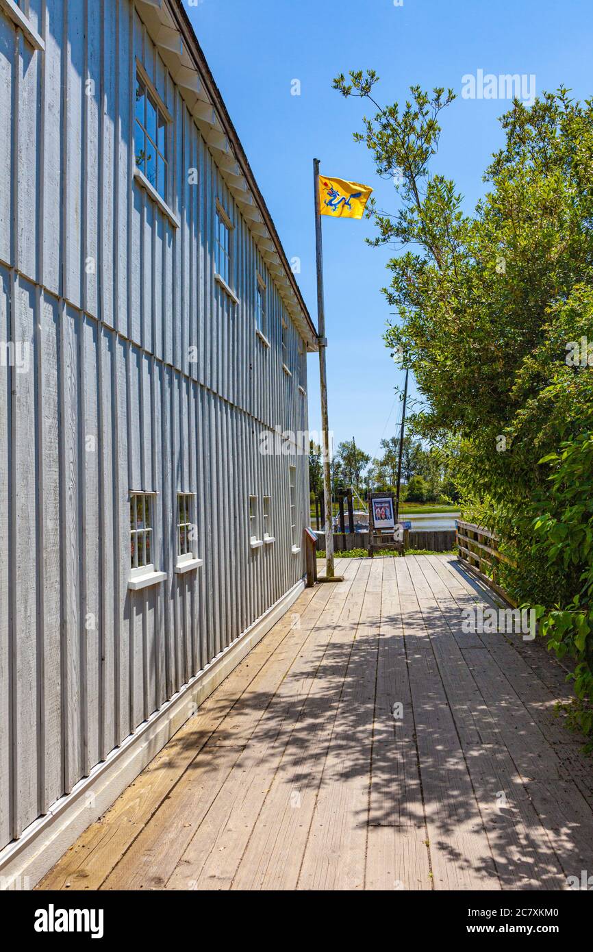 Seitenperspektive des chinesischen Bunkhouse-Gebäudes Heritage Site in Steveston British Columbia Kanada Stockfoto