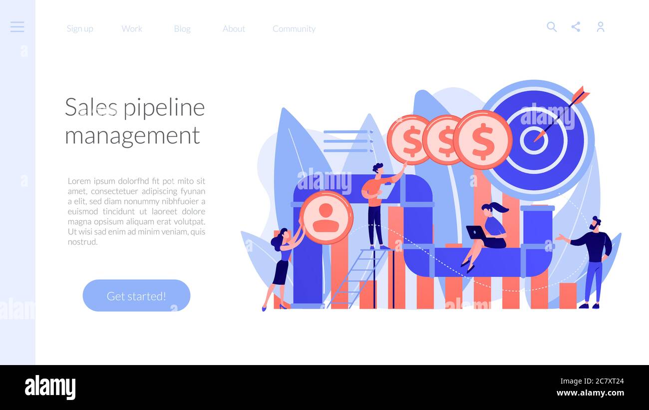 Zielseite für das Sales Pipeline Management Konzept. Stock Vektor