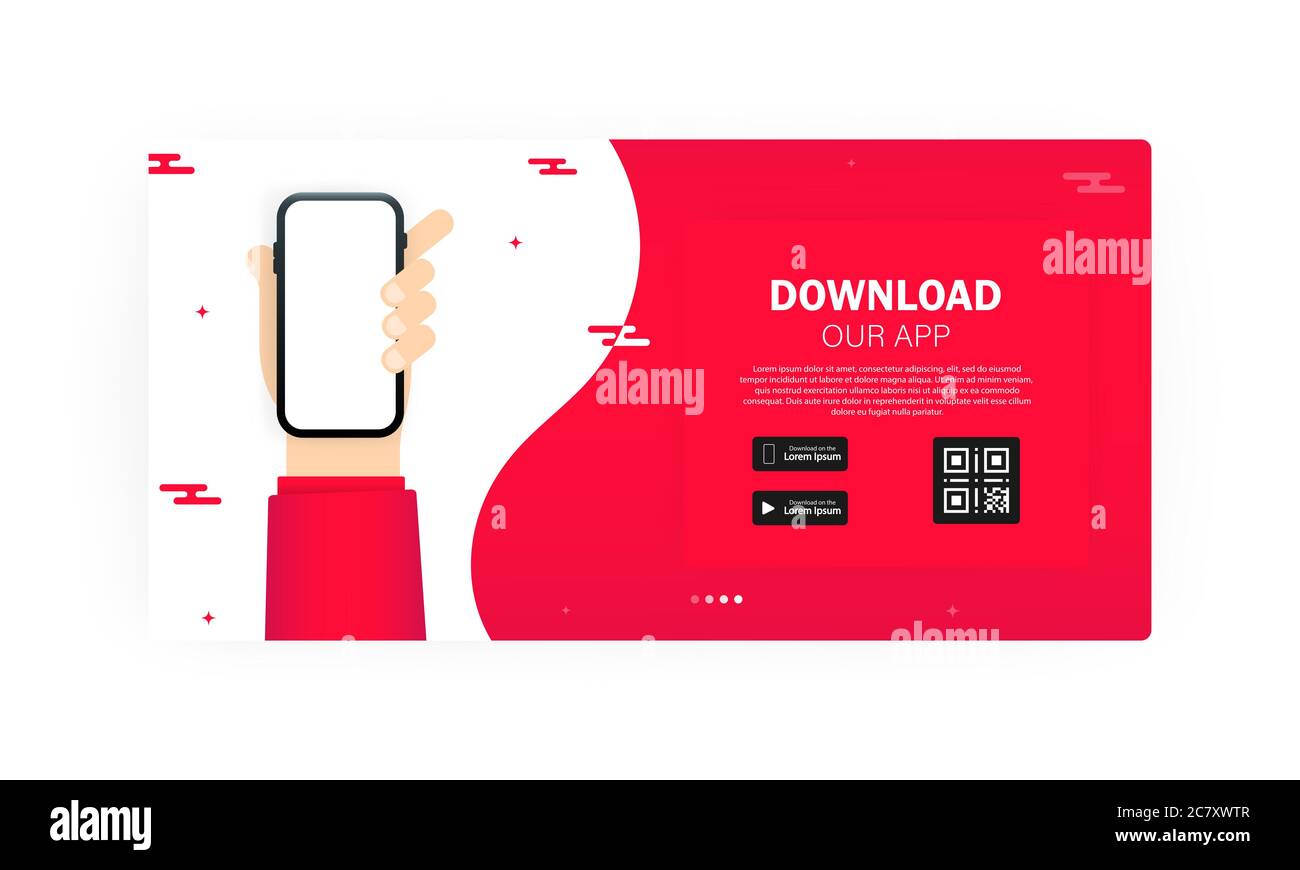 Seitenbanner Werbung für das Herunterladen einer App für Handy, Smartphone. Leerer Bildschirm Smartphone für Sie App. App herunterladen. Vektor EPS 10 Stock Vektor