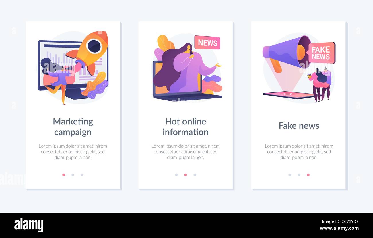 Gelbe Journalismus App Interface Vorlage. Stock Vektor