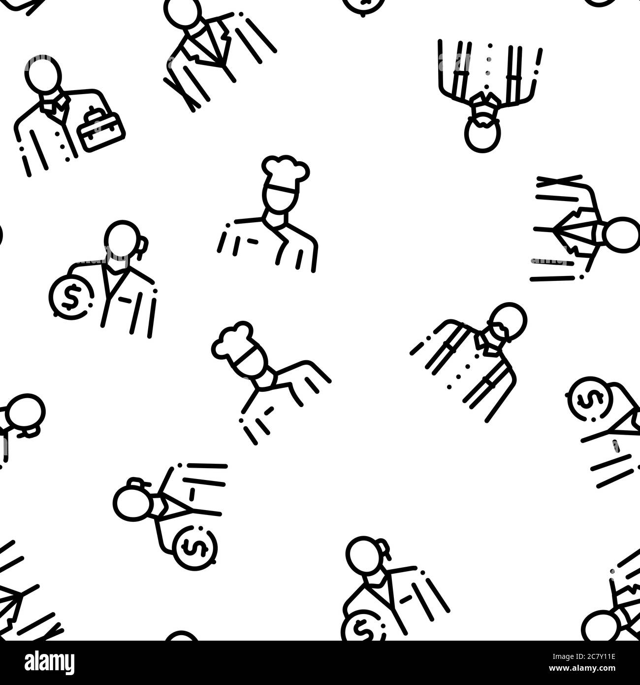 Berufe Menschen Nahtloses Muster Vektor Stock Vektor