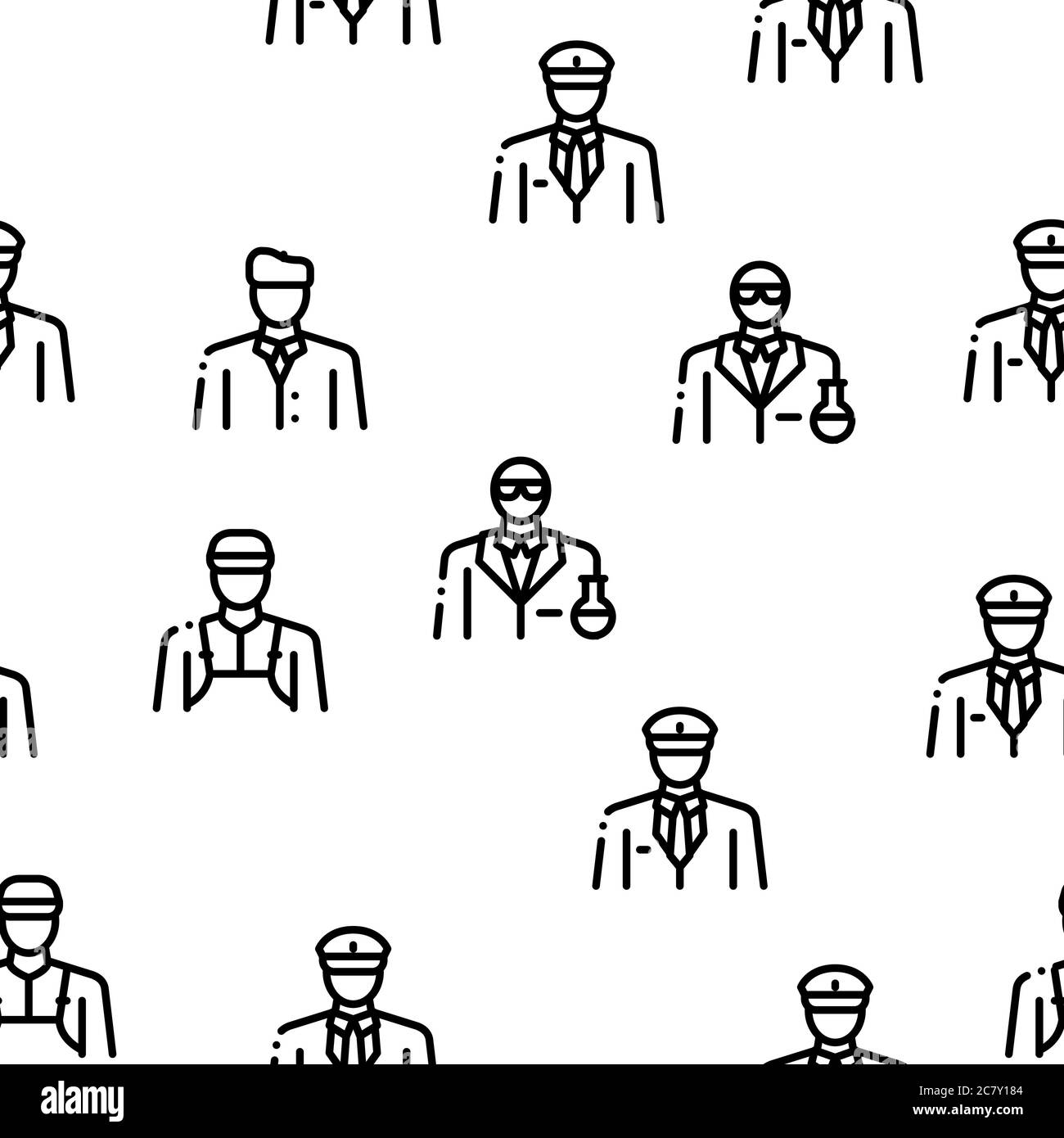 Berufe Menschen Nahtloses Muster Vektor Stock Vektor