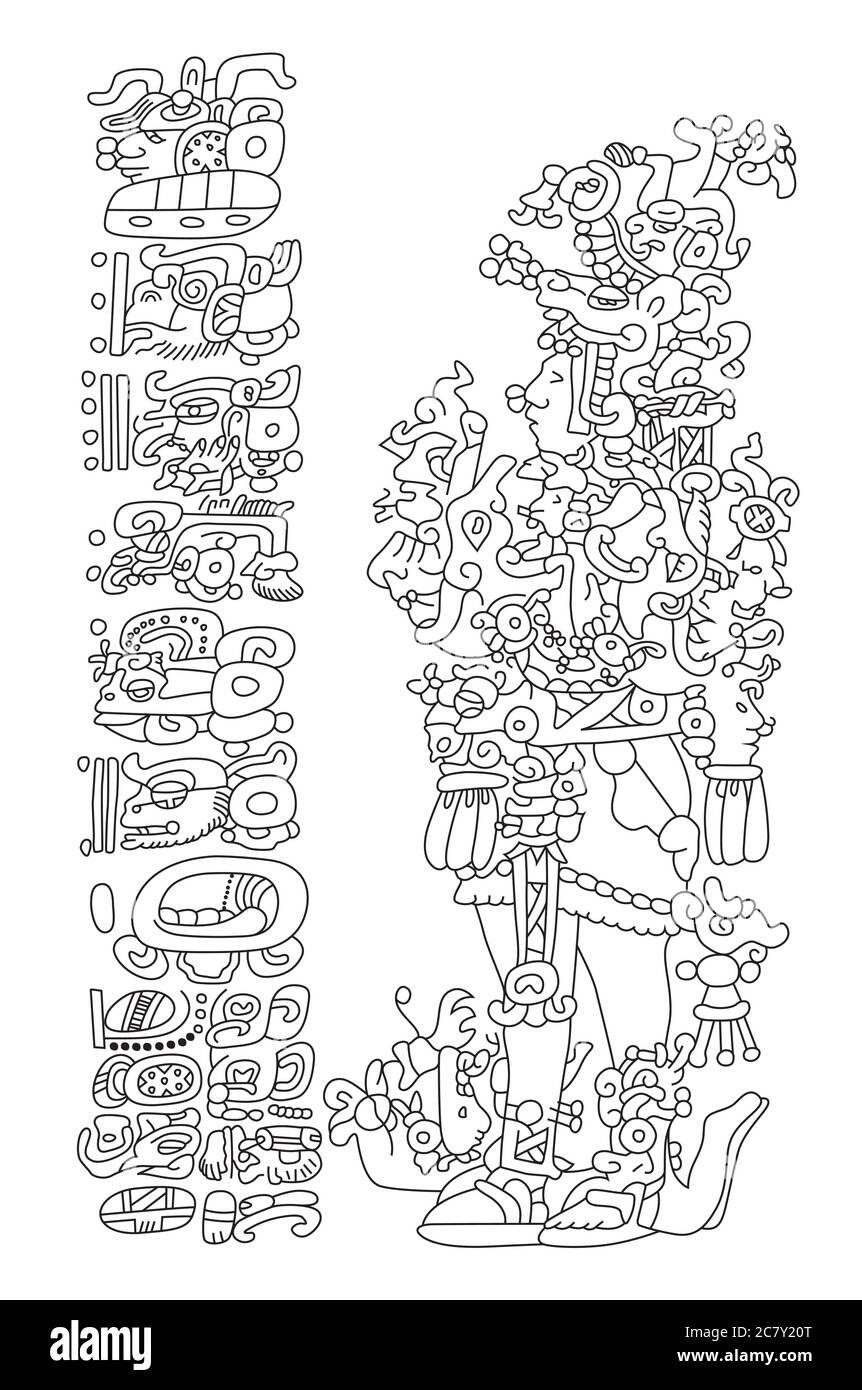 Die maya-Figur die Zählung der Zeit Stock Vektor