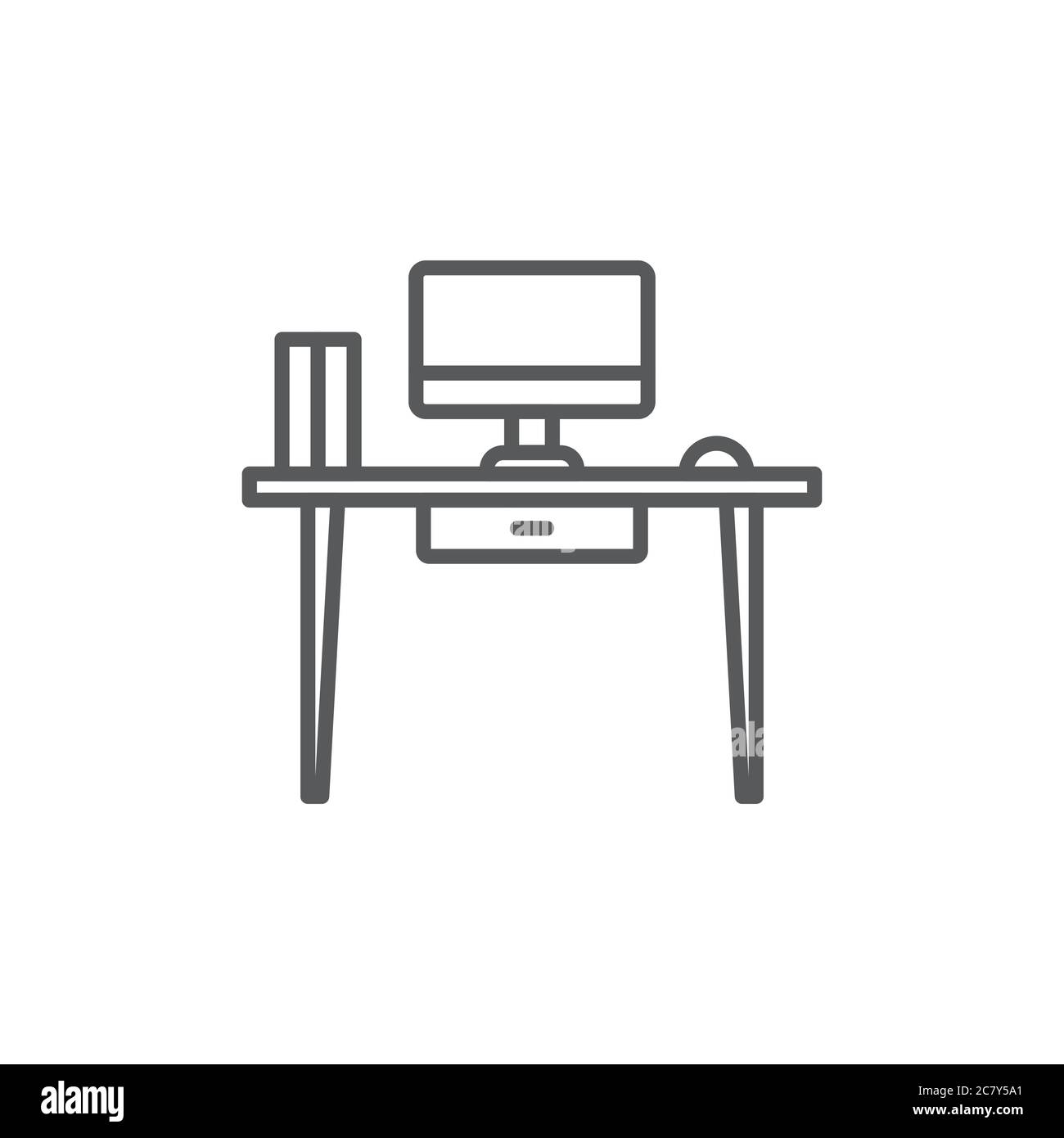 Office Workspace Schreibtisch Vektor Symbol Symbol Arbeitsbereich isoliert auf weißem Hintergrund Stock Vektor