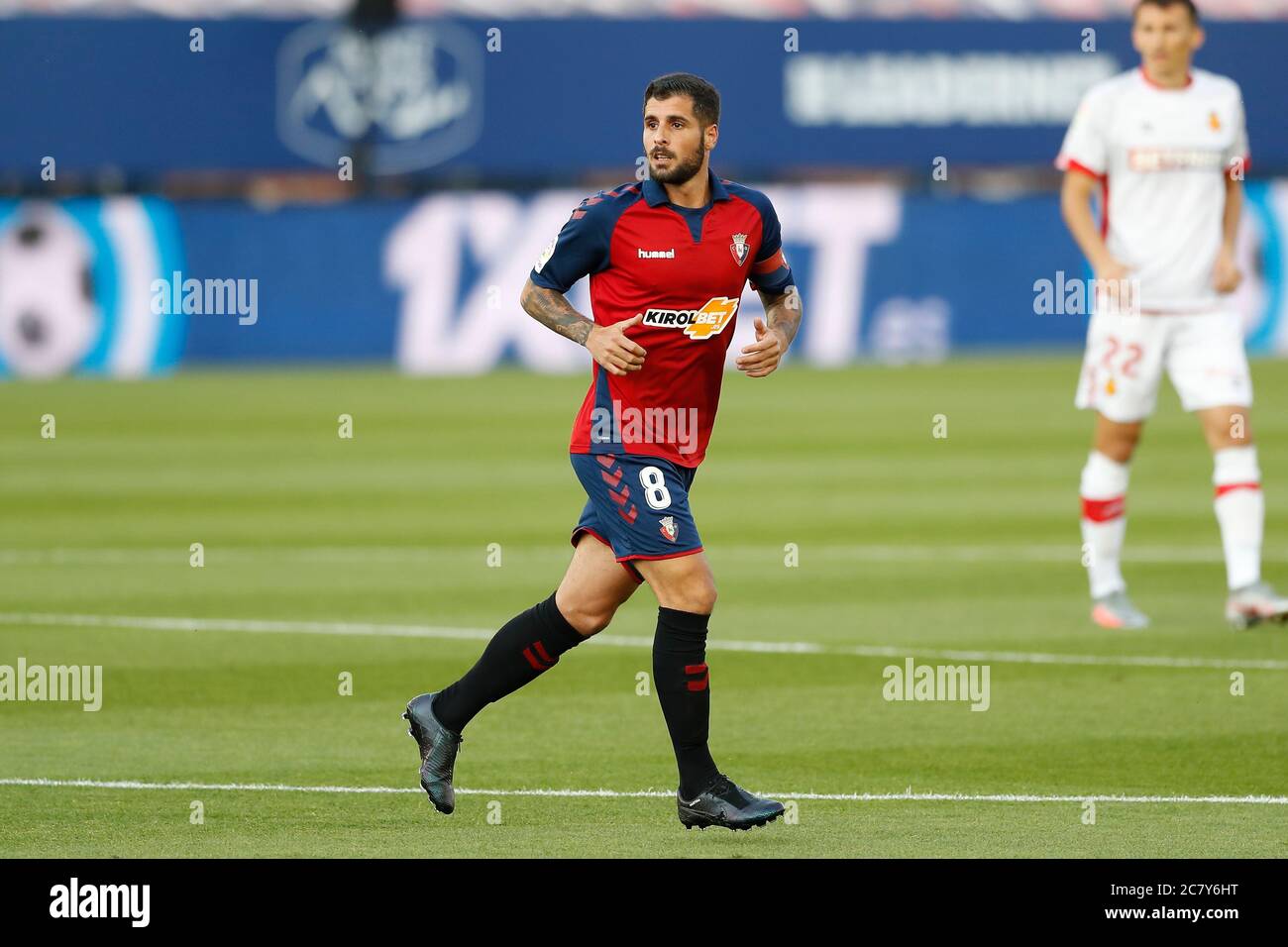 Pamplona, Spanien. Juli 2020. Fran Merida (Osasuna) Fußball: Spanisches Spiel 'La Liga Santander' zwischen CA Osasuna 2-2 RCD Mallorca im Estadio El Sadar in Pamplona, Spanien. Quelle: Mutsu Kawamori/AFLO/Alamy Live News Stockfoto