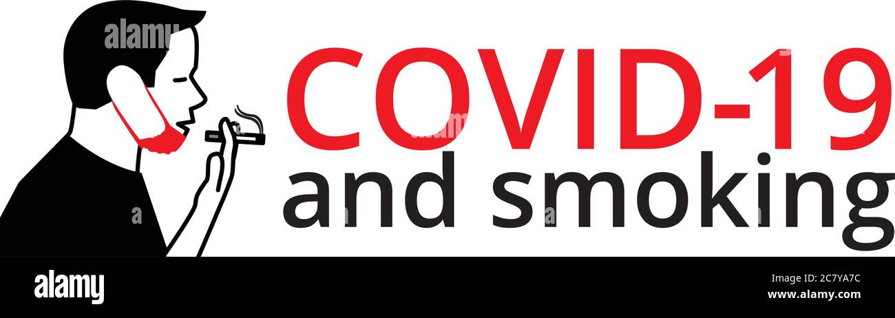 Junger Mann mit Schutzmaske Rauchen Zigarette Stock Vektor