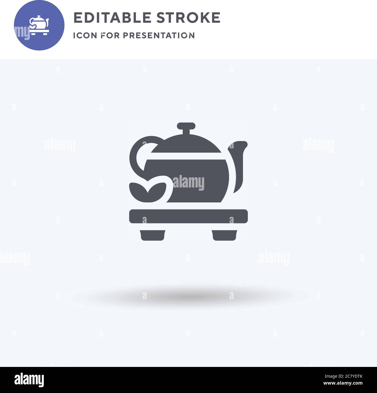 Teepott Icon Vektor, gefüllt flaches Zeichen, solides Piktogramm