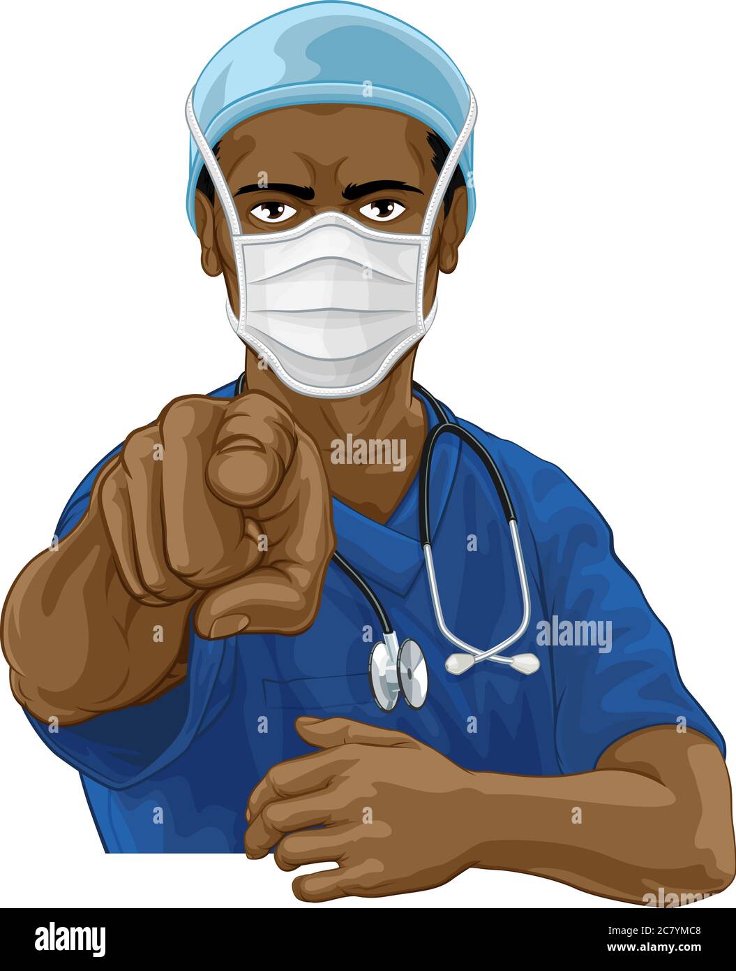 Krankenschwester Arzt in PSA Maske zeigen braucht Sie Stock Vektor