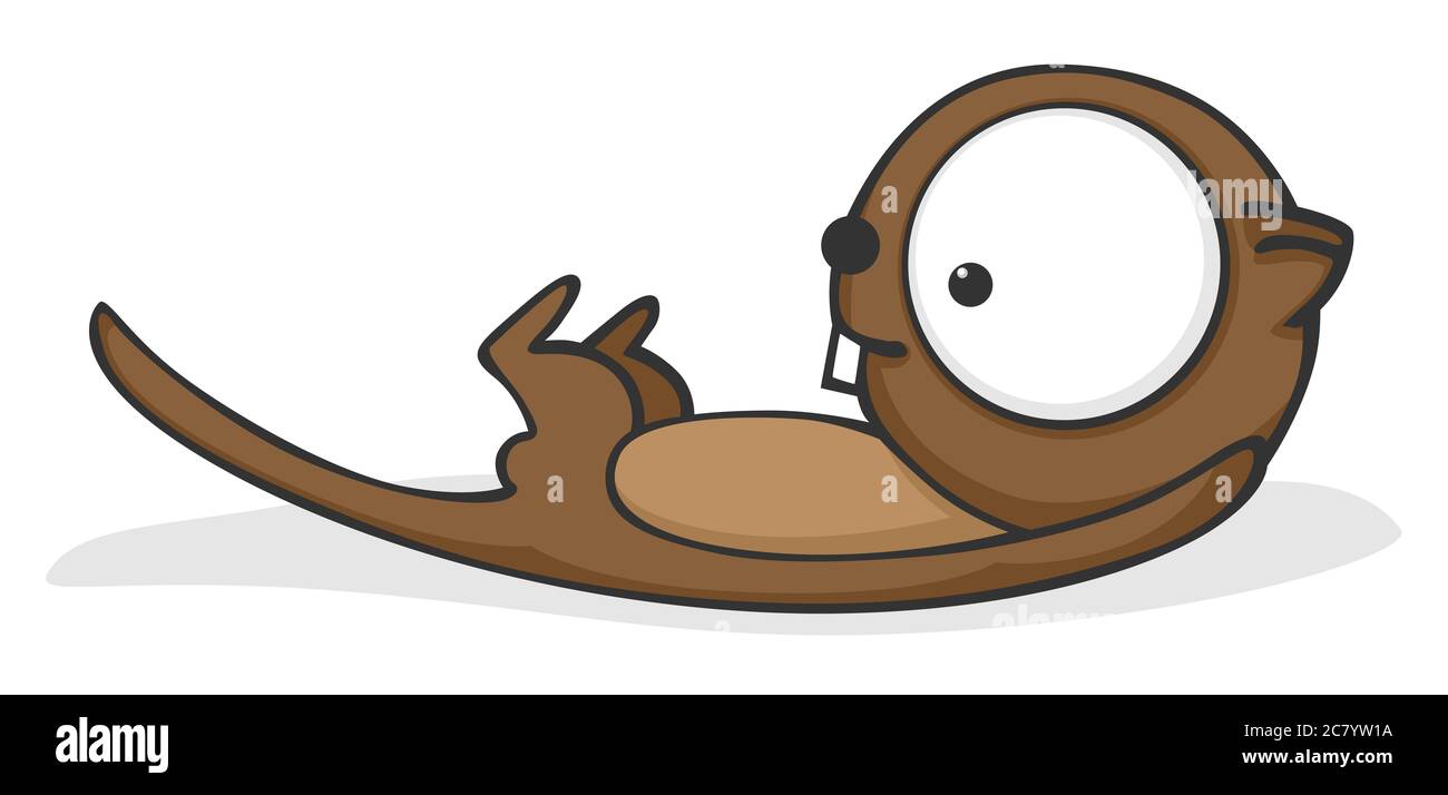 Nette und lustige Cartoon Otter mit großen Augen. Stockfoto