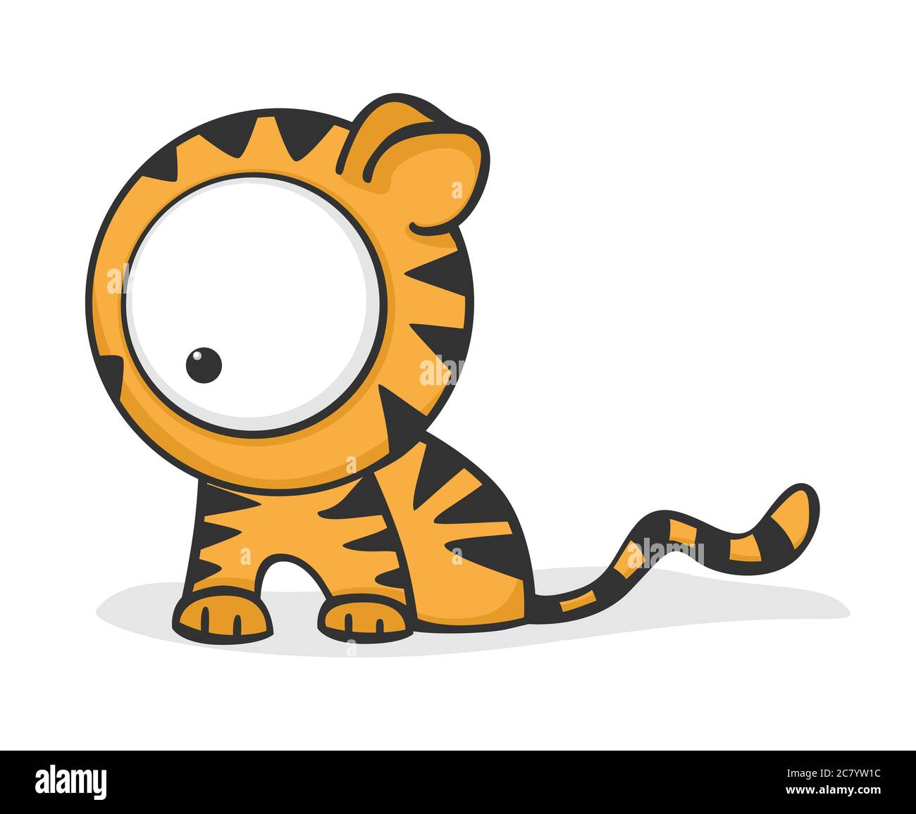 Nette und lustige Cartoon Tiger mit großen Augen. Stockfoto