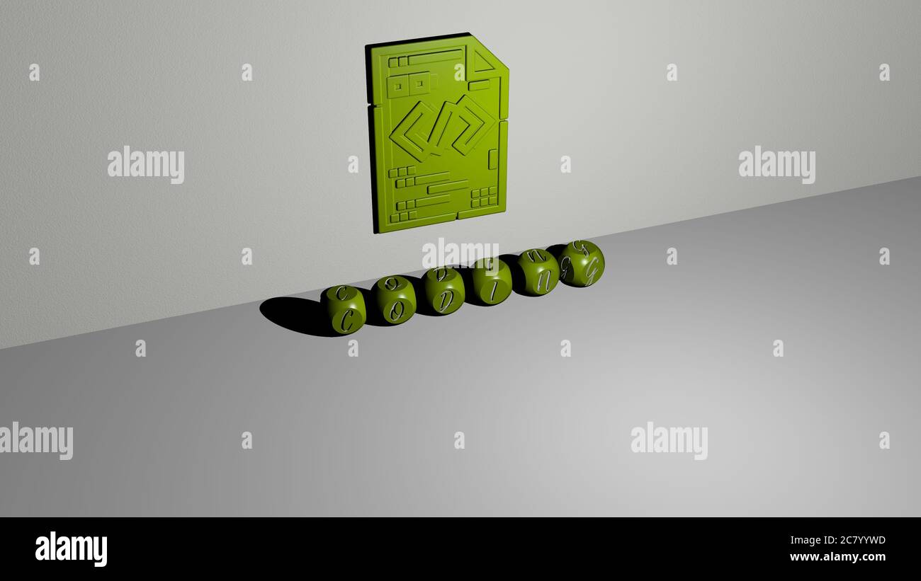 3D-Grafik-Bild der Kodierung vertikal zusammen mit Text von metallischen kubischen Buchstaben aus der oberen Perspektive gebaut, ausgezeichnet für das Konzept Präsentation und Diashows. Illustration und Code Stockfoto 3D-Grafik-Bild der Kodierung vertikal zusammen mit Text von metallischen kubischen Buchstaben aus der oberen Perspektive gebaut, ausgezeichnet für das Konzept Präsentation und Diashows. Illustration und Code Stockfoto