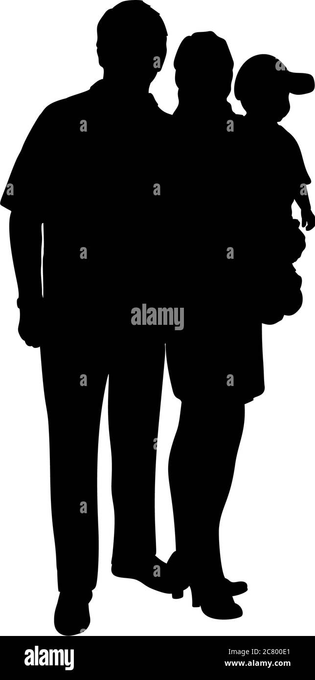 Silhouette der glücklichen Familie Papa Mama und Baby Stock Vektor