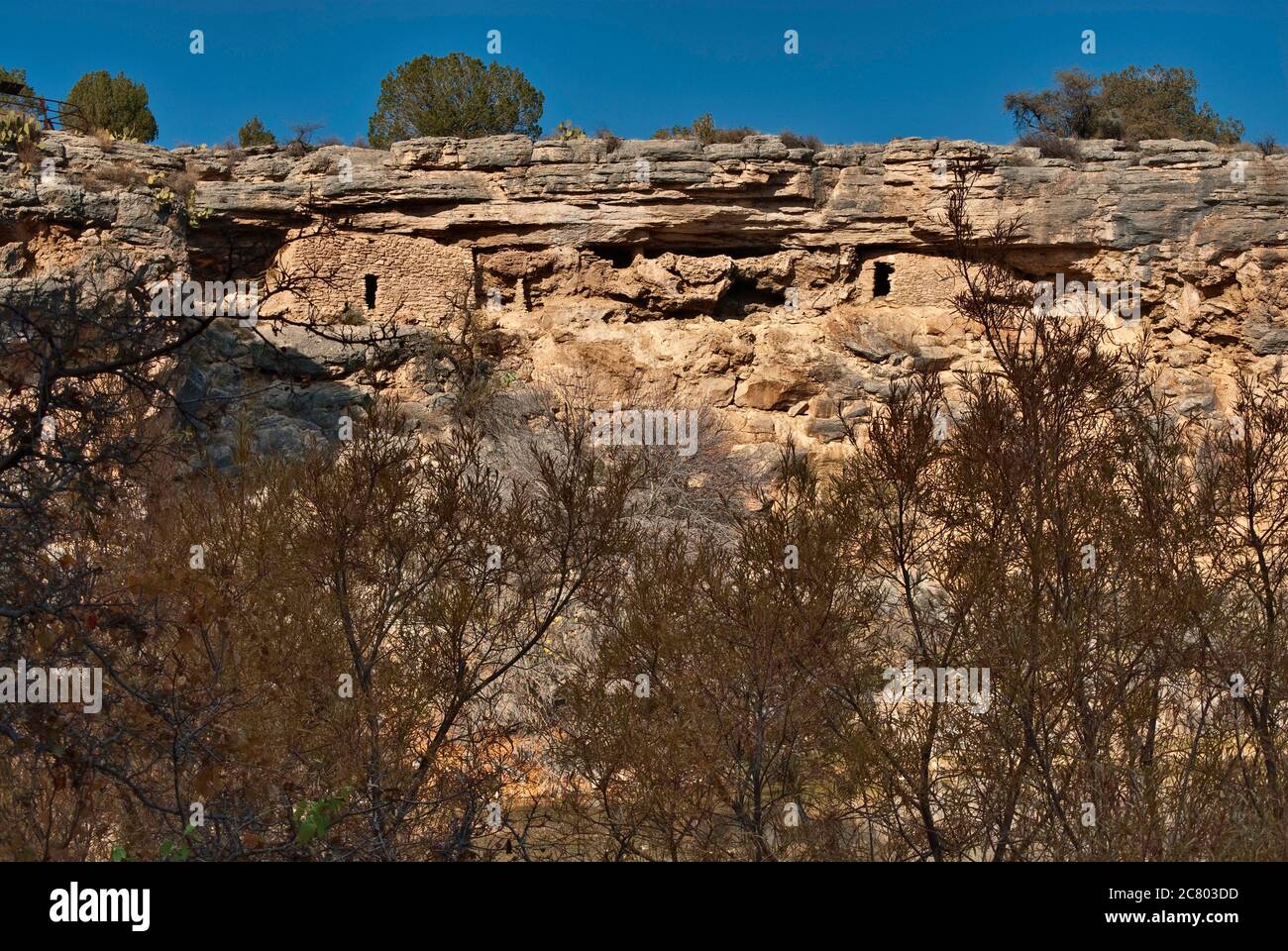 Cliff Ruin bei Montezuma Well, Sonoran Desert bei Camp Verde, Arizona, USA Stockfoto