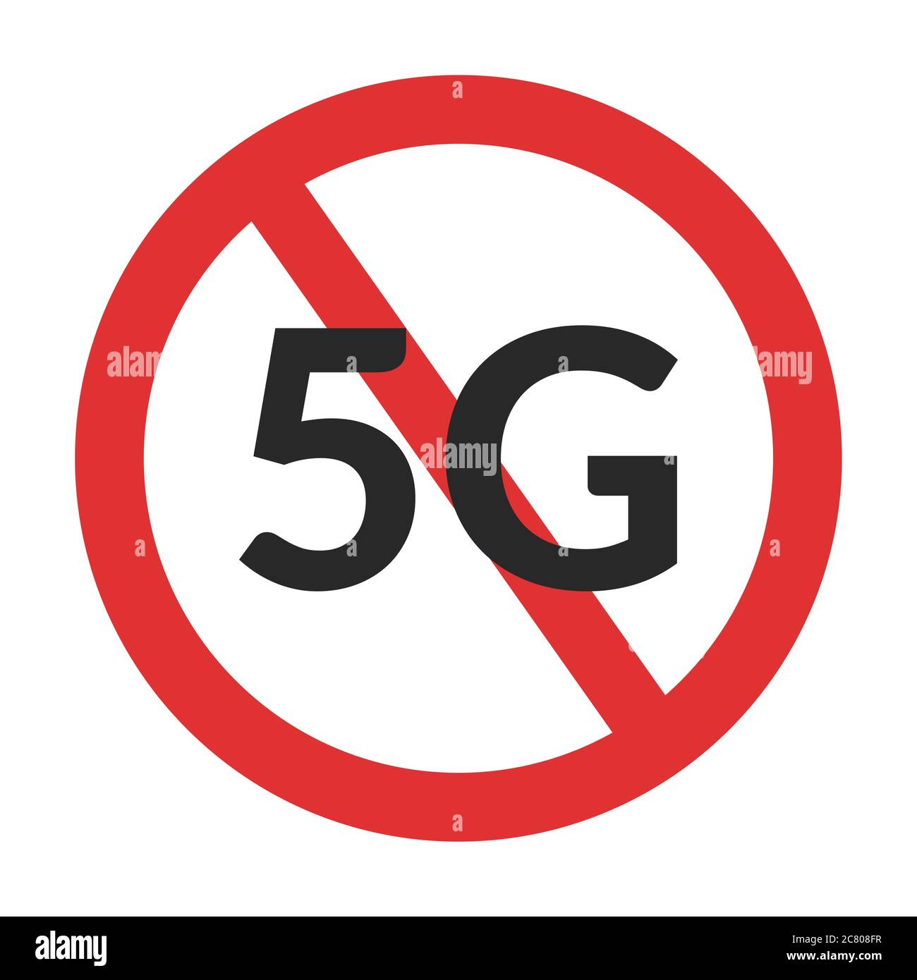 5g-Symbol für Verbotene. Kein 5G-Mobilfunkschild isoliert Stock Vektor