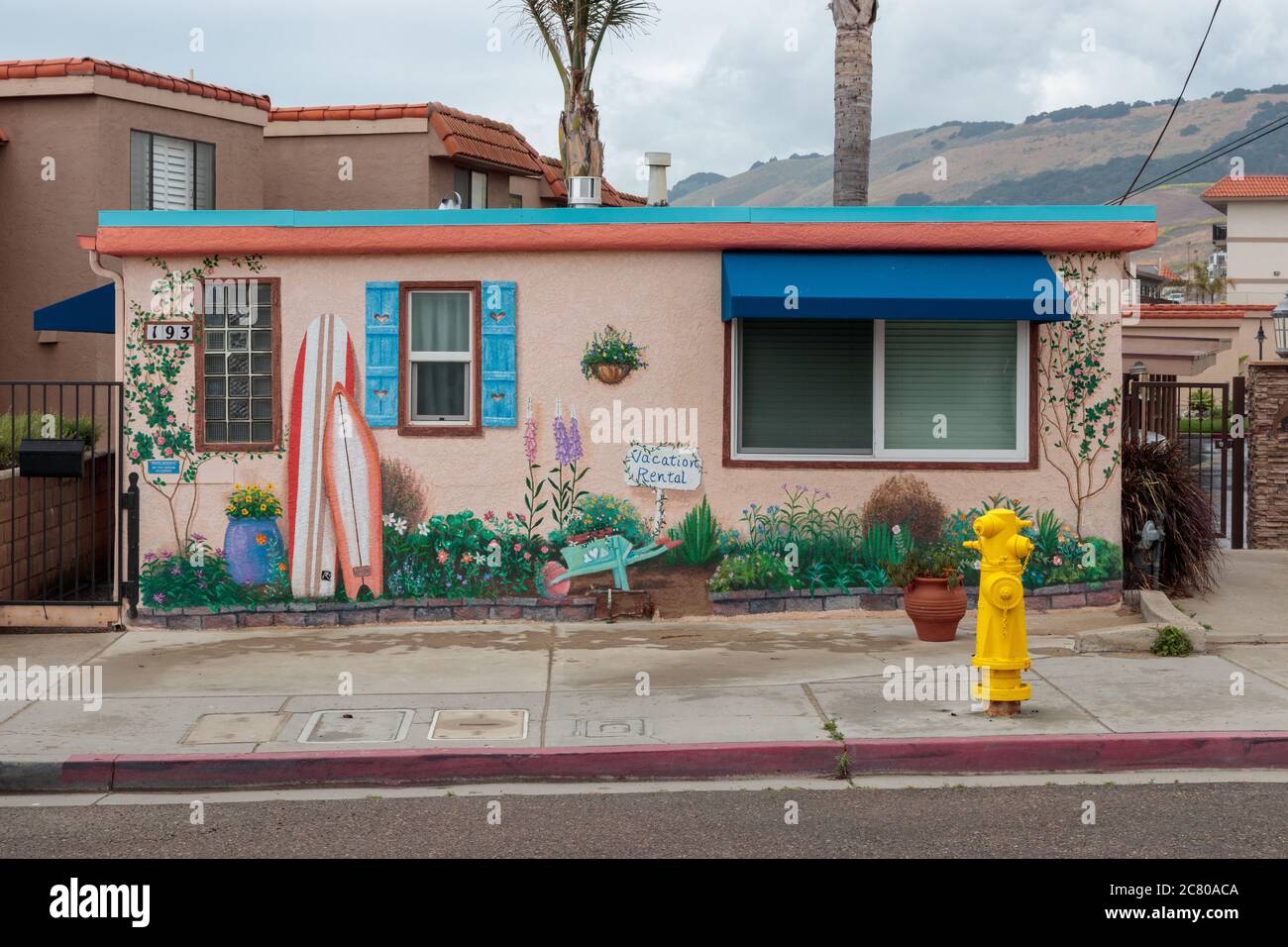 Blick auf Ferienhaus, Pismo Beach Stockfoto