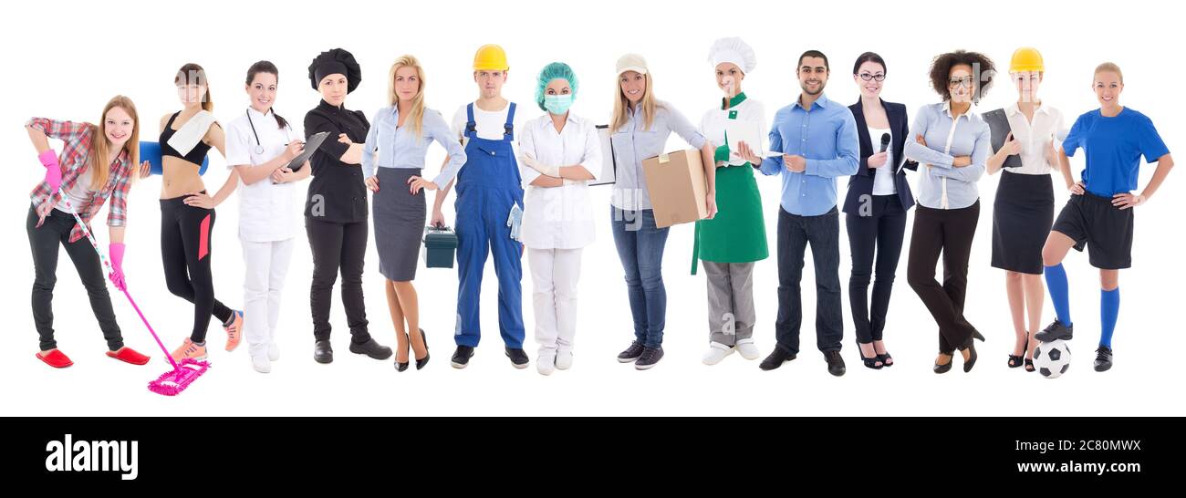 Business-Team-Konzept - Satz von verschiedenen Personen isoliert auf weißem Hintergrund Stockfoto