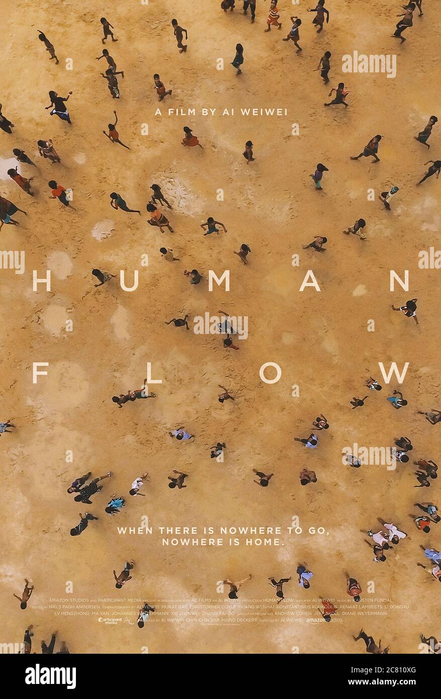 Human Flow (2017) unter der Regie von Ai Weiwei mit Israela Abboud, Hiba Abed und Rami Abu Sondos. Dokumentarfilm über die globale Flüchtlingskrise und die menschliche Migration. Stockfoto