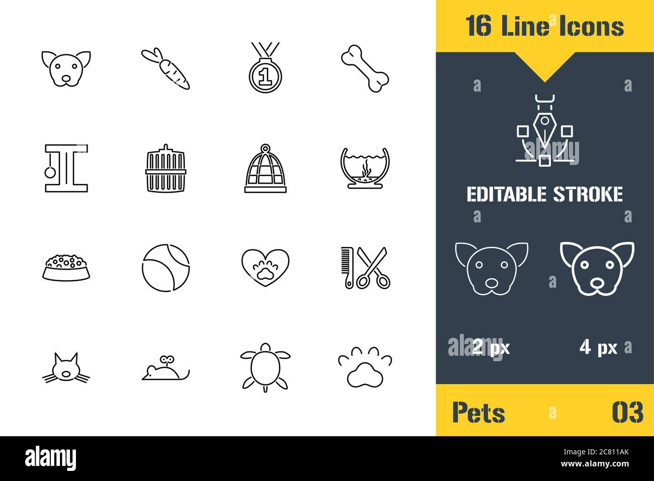 Tierspielzeug Geschäft, Tierpflege. Symbol für dünne Linien - Darstellung des flachen Vektorgrafiken. Bearbeitbares Strichpiktogramm. Premium-Qualität Grafik-Konzept für Web, l Stock Vektor
