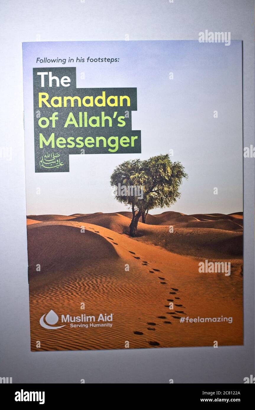 Zakat - Spendenaktion für wohltätige Spenden zur Zeit des Ramadan durch die Wohltätigkeitsorganisation Muslim Aid Stockfoto