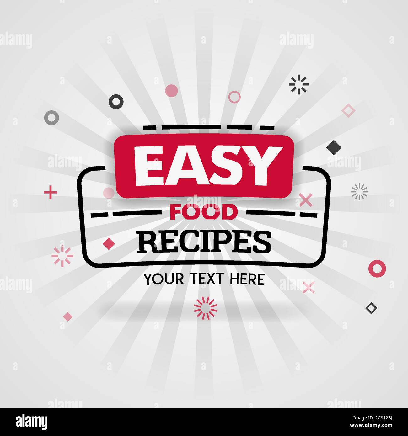 Vorlage für einfache Lebensmittel Rezepte roten Cover Buch. Kann für Lebensmittel-Werbeplakat und Flyer, Social Media Post Promotion, Online-Marketing verwendet werden. Essen i Stock Vektor