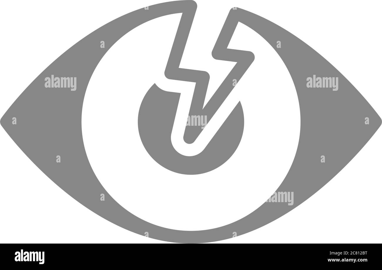 Menschliches Auge mit grauem Symbol für akute Schmerzen. Sehorgankrankheit Symptom, Blindheit Symbol Stock Vektor