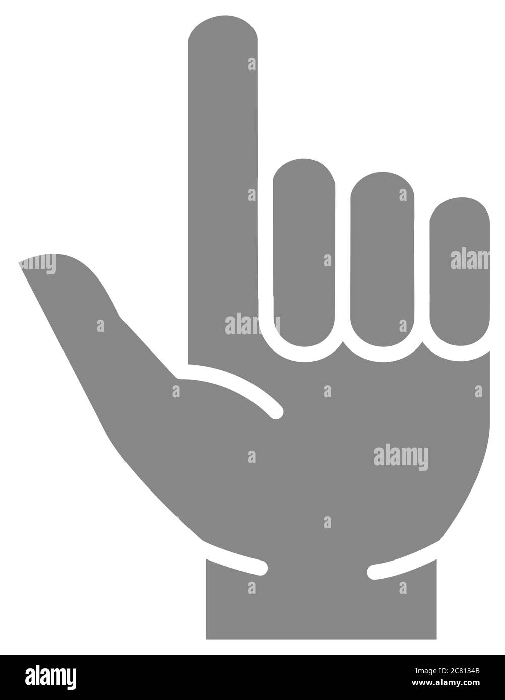Graues Symbol mit zwei Fingern nach oben. Zeigerichtung, Pistole Handgesten Symbol Stock Vektor