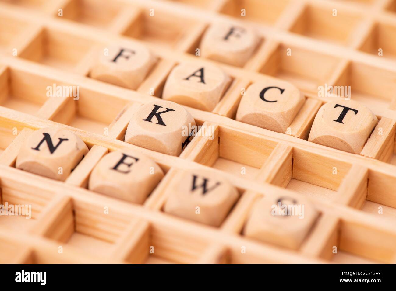 Fact News und Fake News in wordcloud Stockfoto