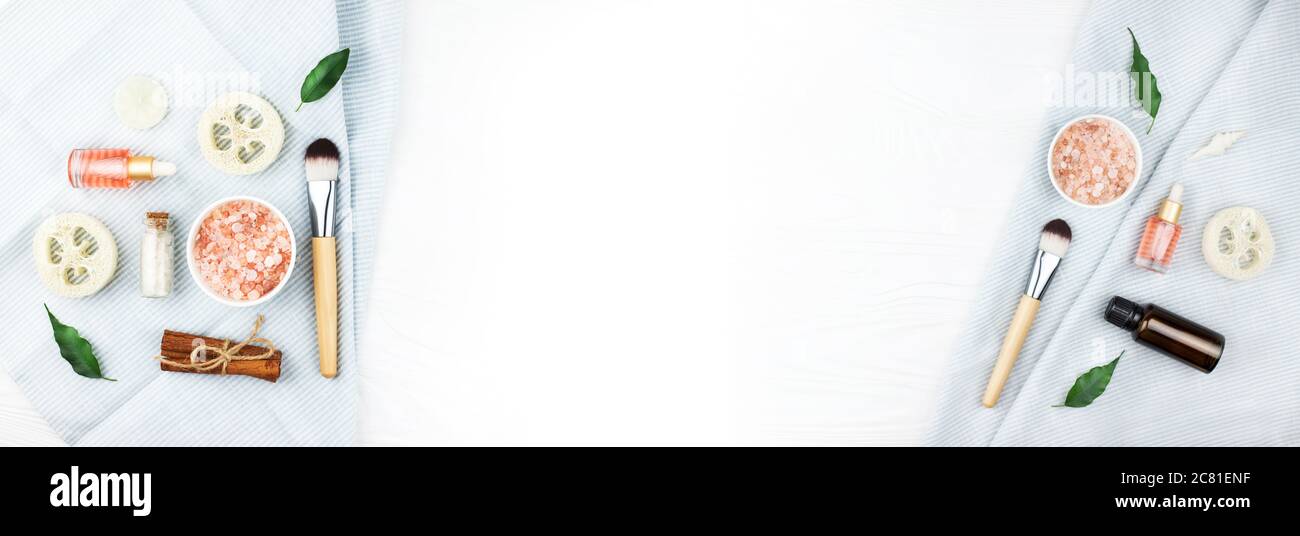 Banner aus Set von hausgemachten Kosmetika. Stockfoto