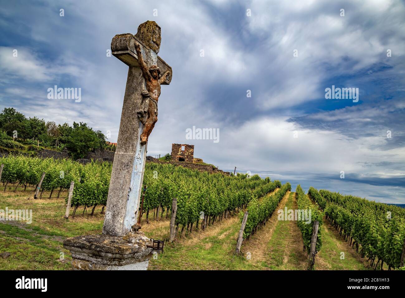 Blick auf die Weinregion Somlo, Komitat Veszprem, Ungarn Stockfoto