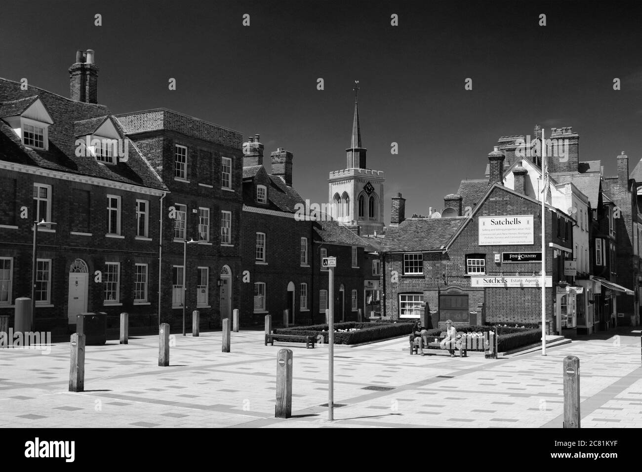 Der Marktplatz im Stadtzentrum, Baldock Stadt, Hertfordshire County, England, Großbritannien Stockfoto