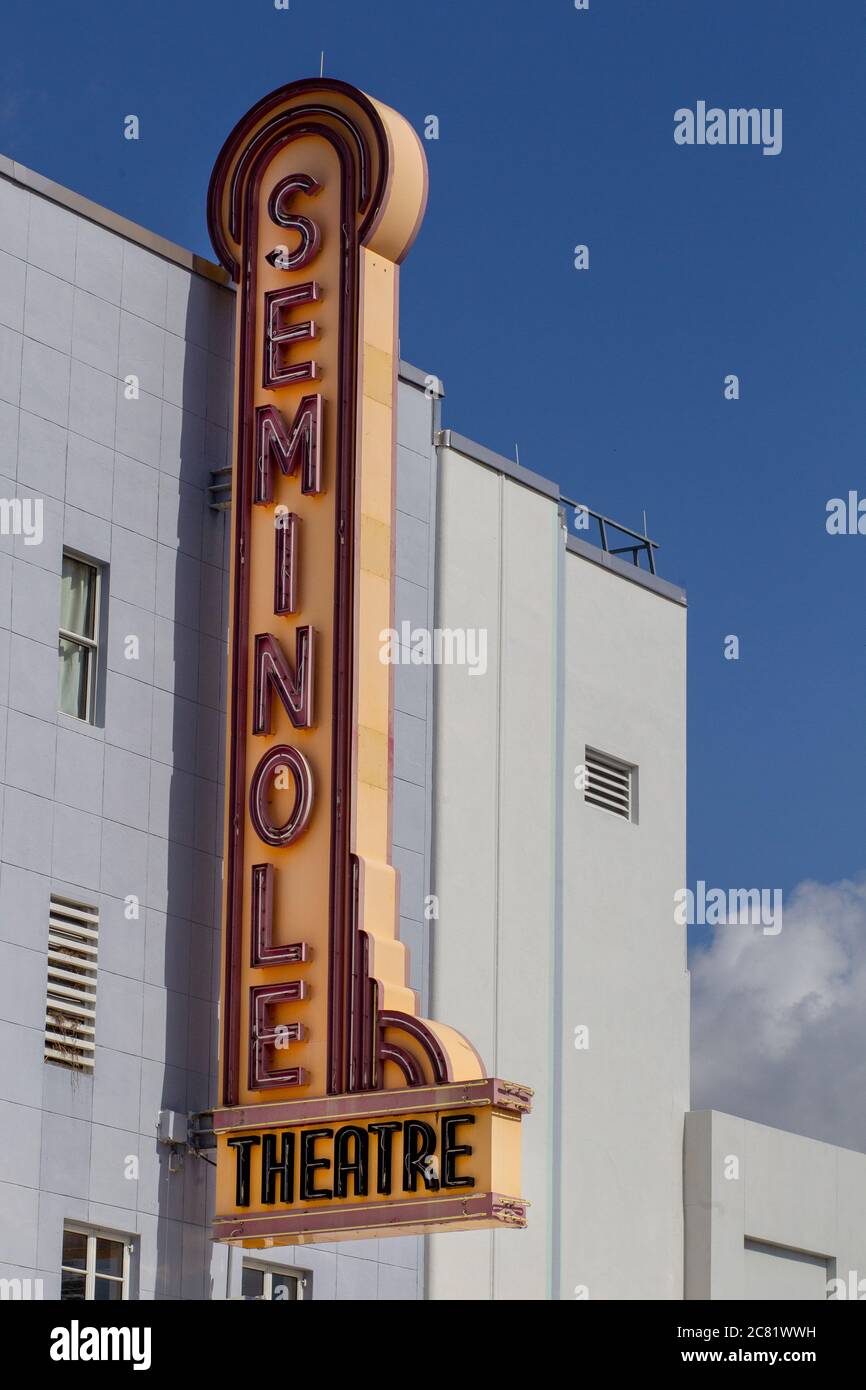 Das historische Seminole Theater ist das Zentrum für darstellende Kunst der Premiere in Homestead, Florida. Die Seminole bietet eine kreative Drehscheibe von Theater, Musik, da Stockfoto