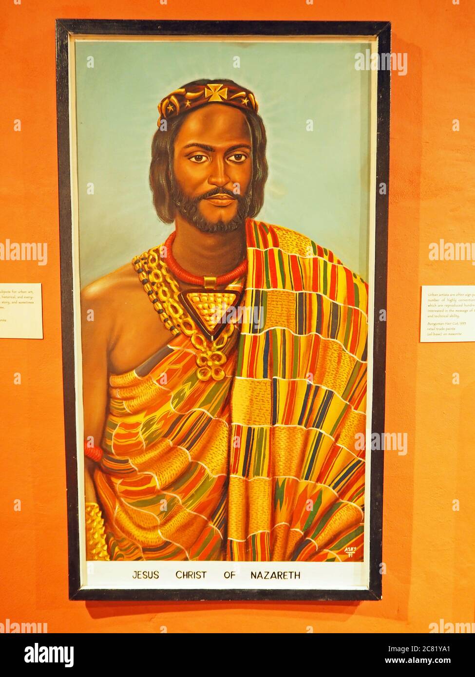 Schwarz African Jesus von Nazareth Malerei, Calgary, Alberta, Kanada Stockfoto