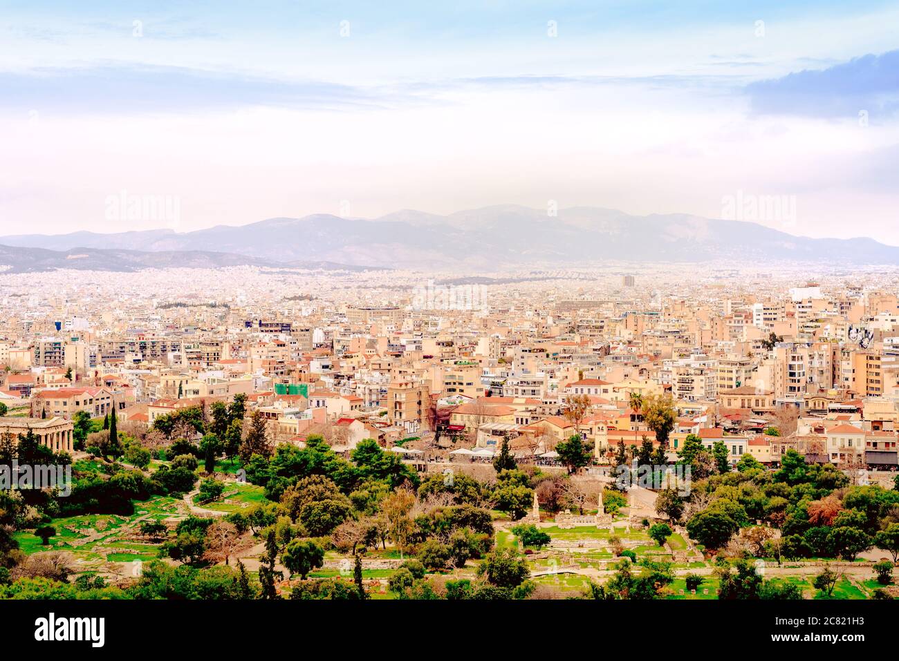 Athenes Panorama, Blick von der Akropolis, touristischer Ort. Griechenland. Europa Stockfoto