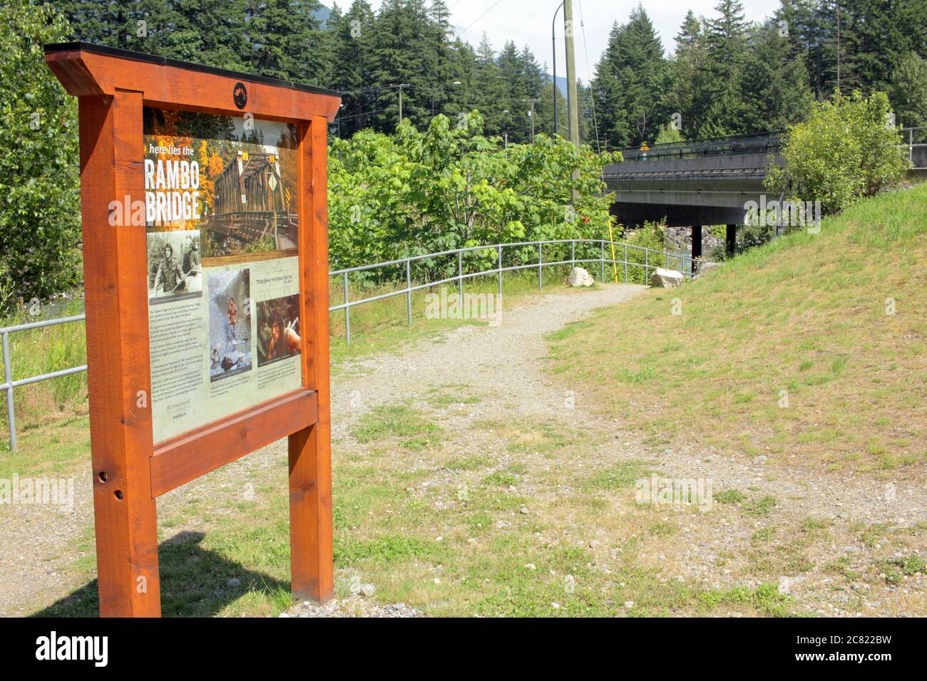 Rambo Bridge Schild, Hope, British Columbia, Kanada Stockfotografie Alamy