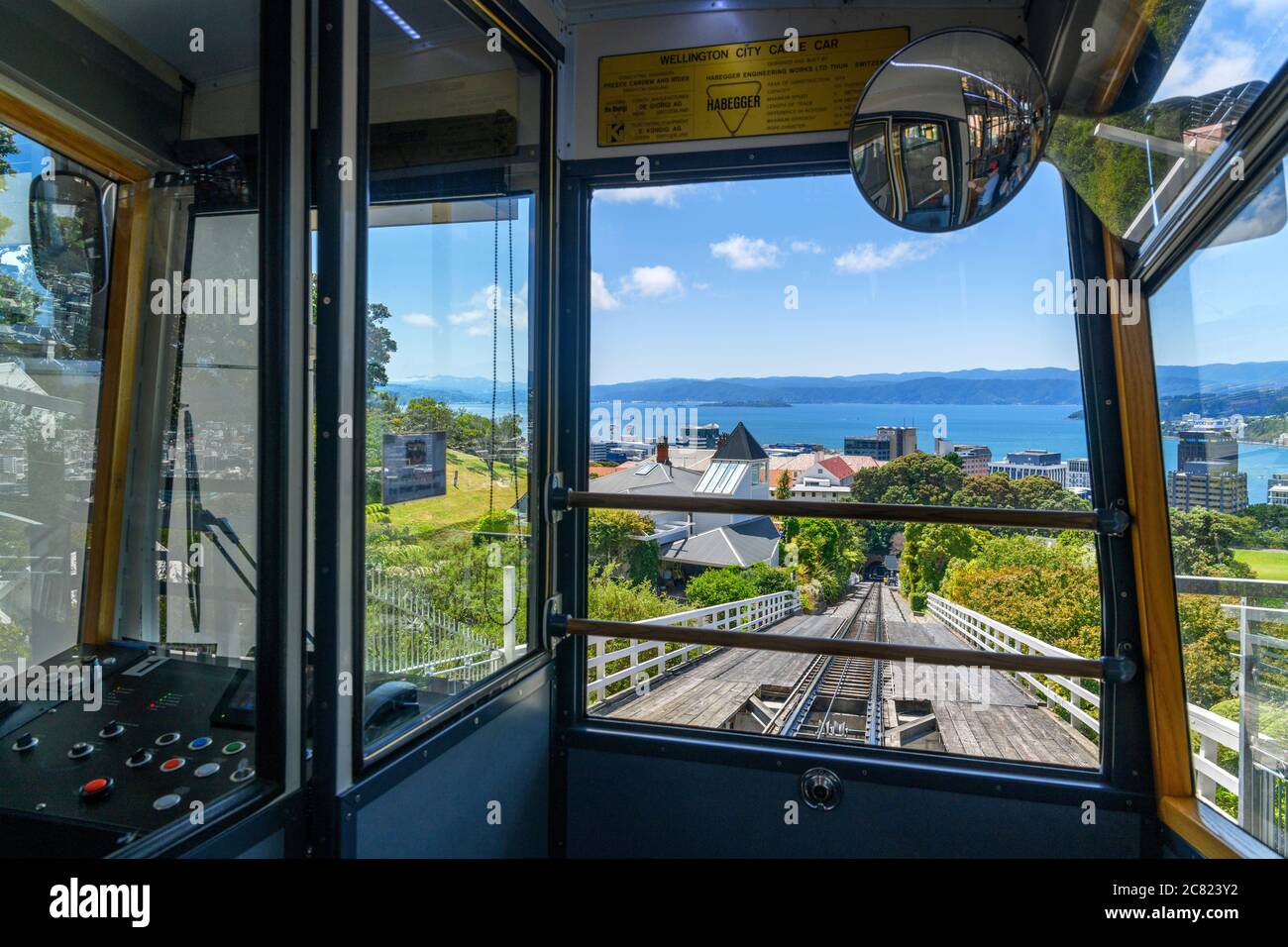 Blick von der Vorderseite der Wellington Seilbahn, Wellington, Neuseeland Stockfoto