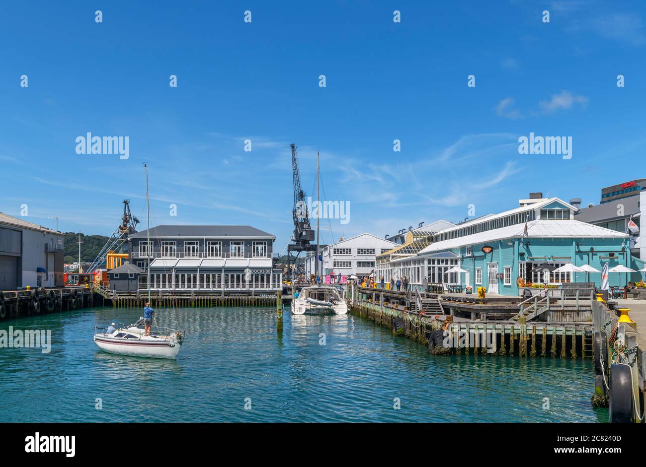 Boote in Queens Wharf, Wellington, Neuseeland Stockfoto