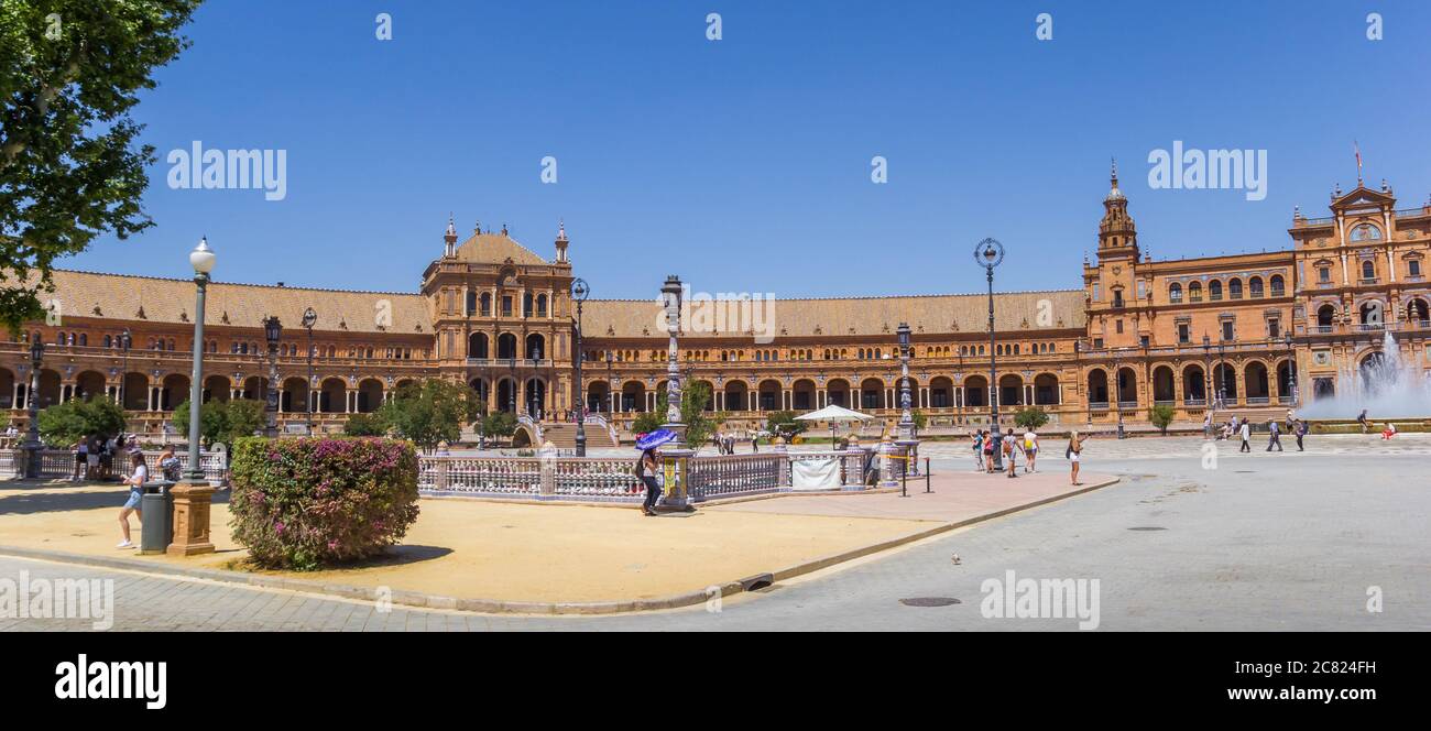 Panorama der Plaza De España in Sevilla, Spanien Stockfoto