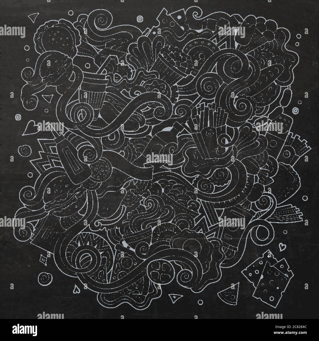 Fast Food doodles Elemente Hintergrund Stock Vektor