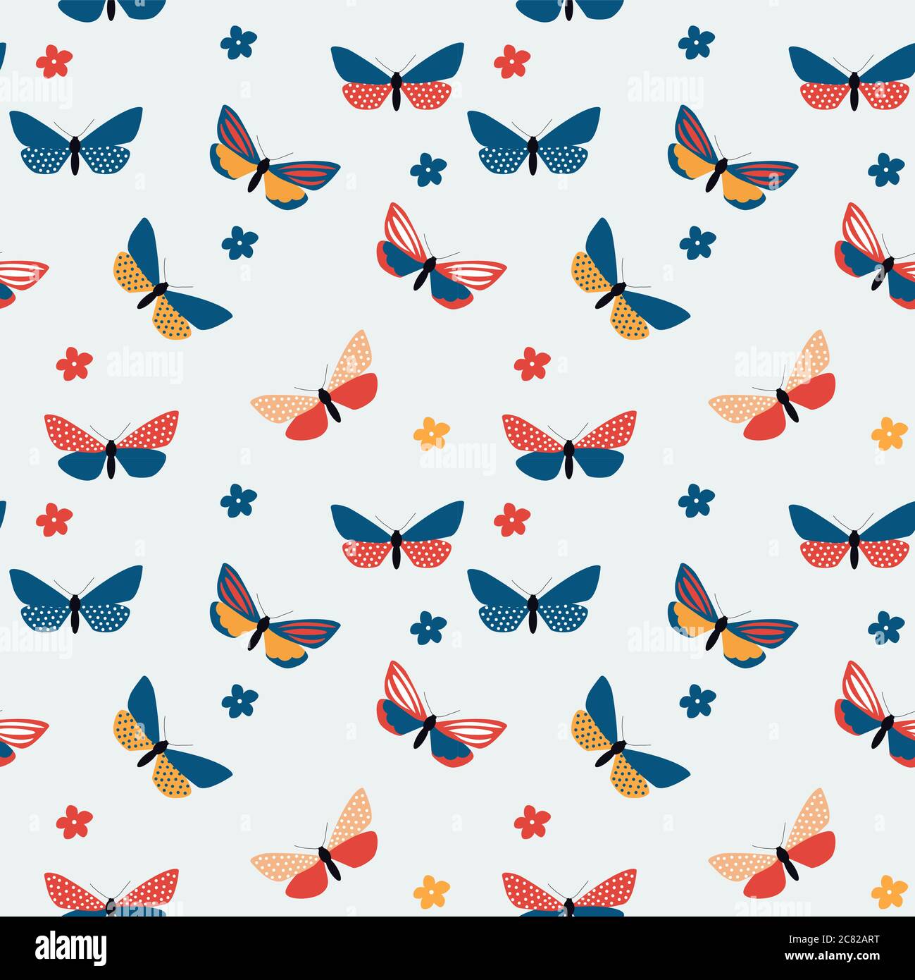 Abstrakt handgezeichnetes Schmetterling Nahtloses Muster. Vektorgrafik Stock Vektor