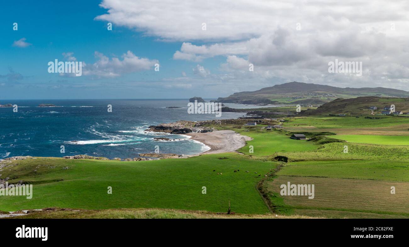 Die Landschaft von Malin Head in Donegal, Irland. Wild Atlantic Way. Stockfoto