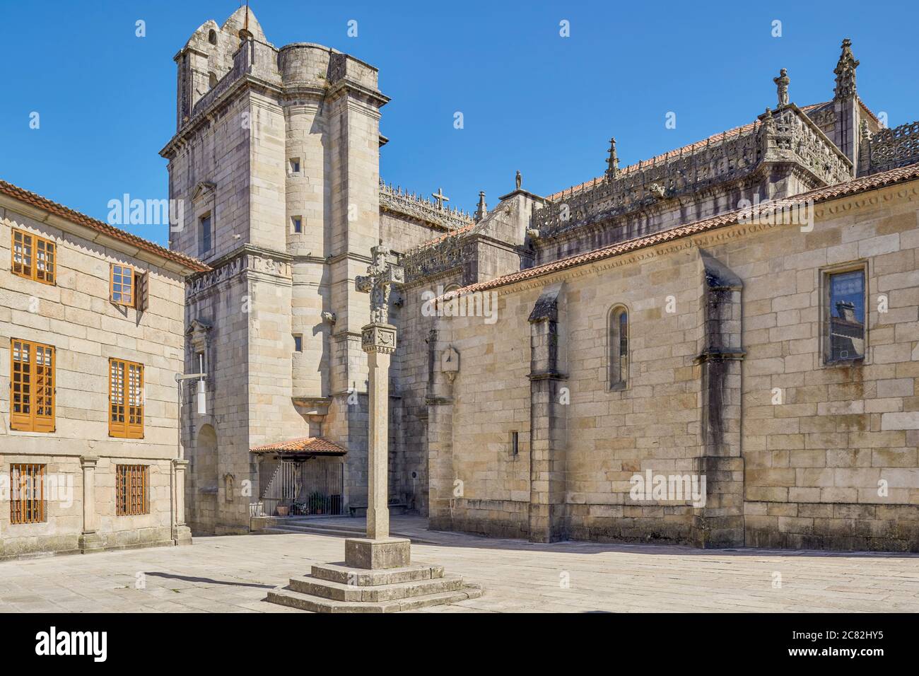 Basilika Santa Maria la mayor aus dem 16. Jahrhundert, der spätgotischen Stil, Stadt Pontevedra, Galicien, Spanien, Europa. Stockfoto