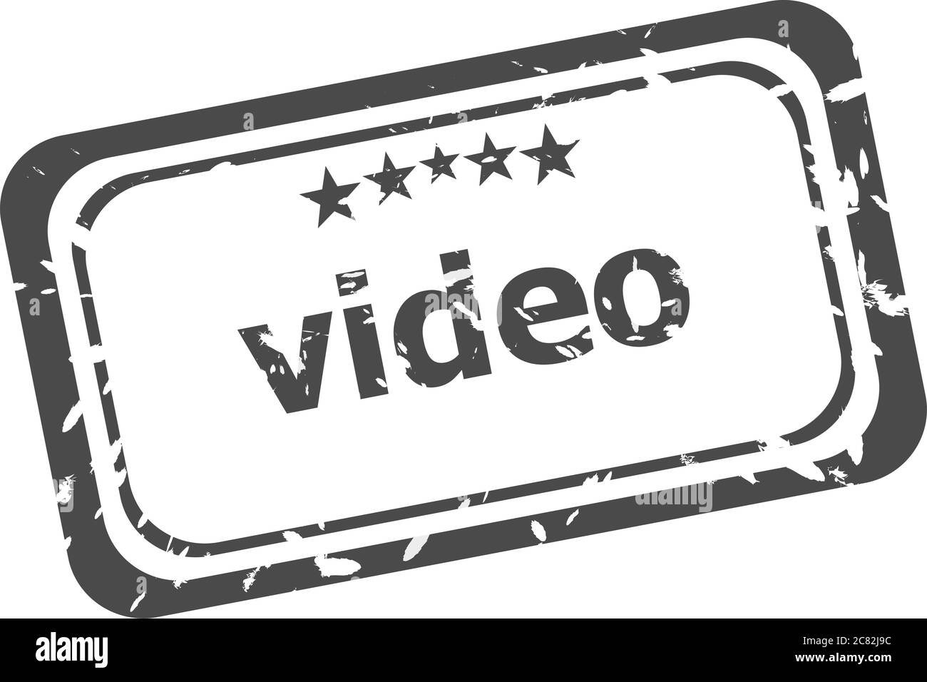 Video grunge Stempelabdruck auf weißem Hintergrund Stockfoto