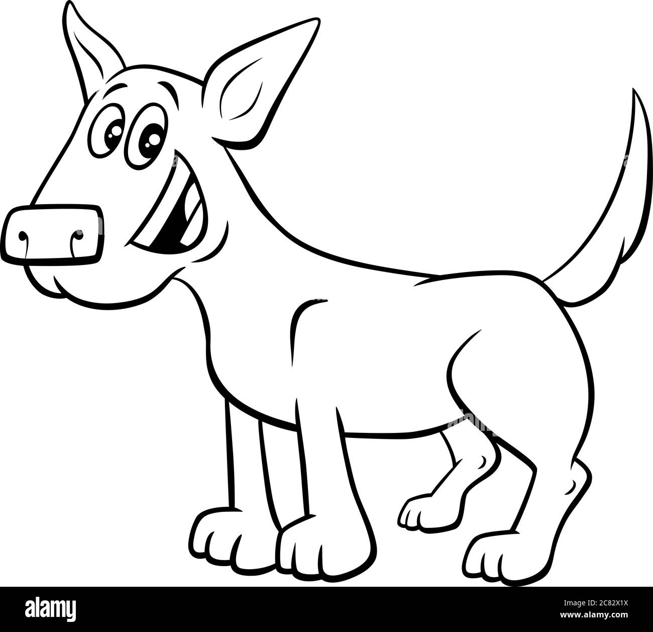 Schwarz-Weiß-Cartoon Illustration von Lustige Brown Dog oder Puppy Comic Tier Charakter Malbuch Seite Stock Vektor