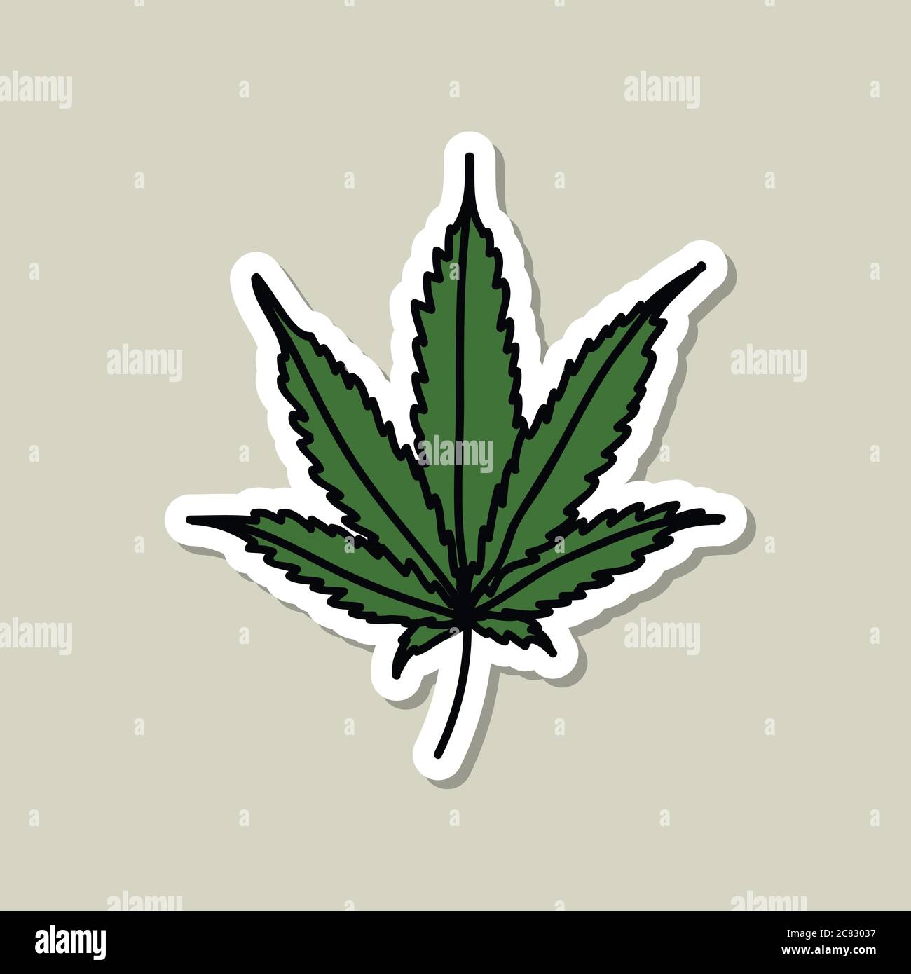 Marihuana Blatt Doodle Icon Aufkleber, Vektor-Illustration Stock Vektor