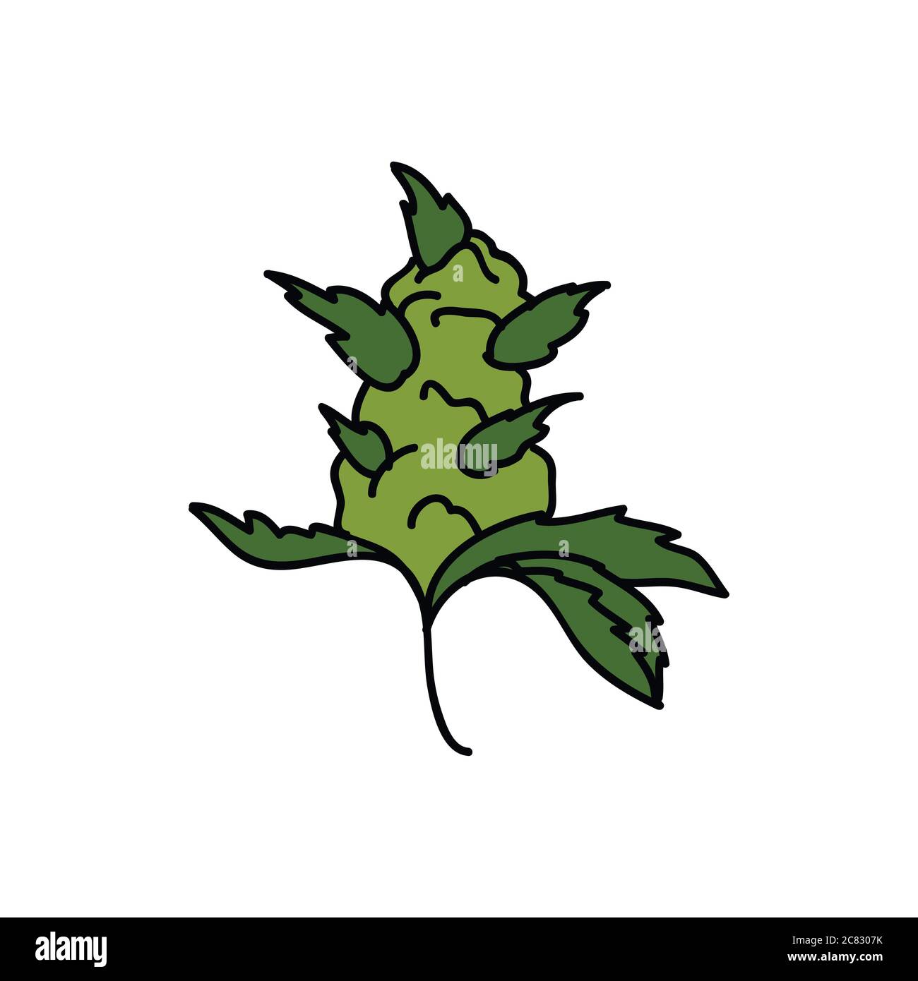 Marihuana Knospe Doodle Symbol, Vektor-Illustration Stock Vektor